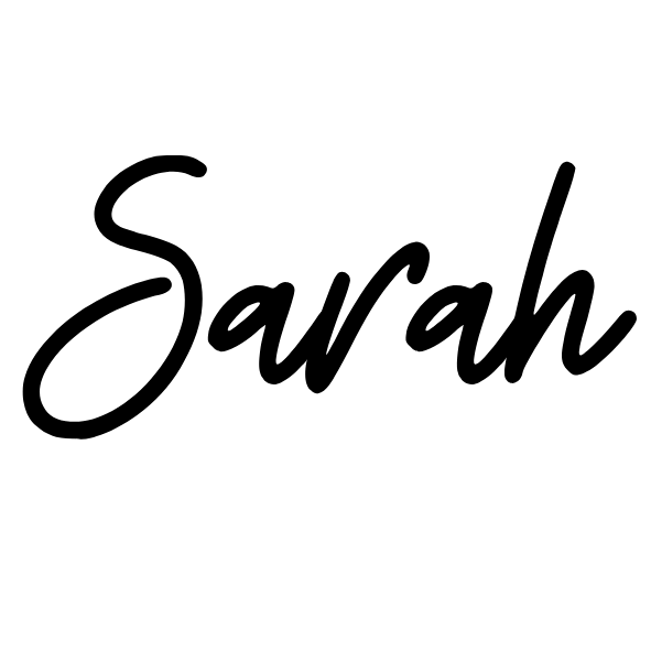Handgeschriebener Schriftzug des Namens "Sarah".